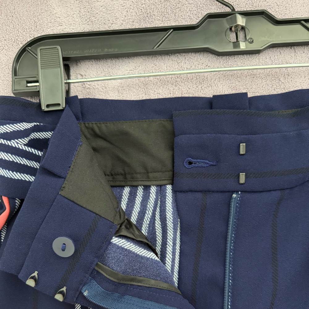 Express High Rise Navy and Pink Striped Pants - Ankle - Size M - Picture 5 of 7